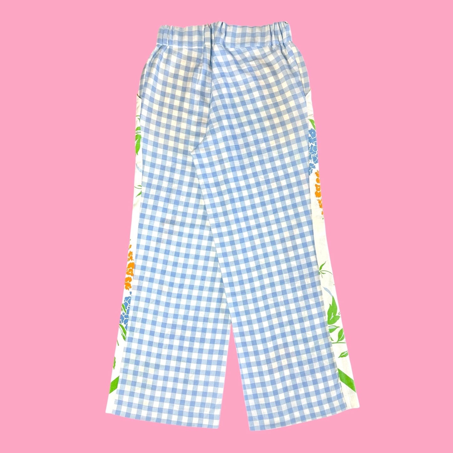 FLOWERY GINGHAM PANTS
