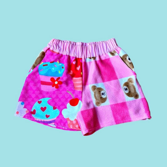 CUPCAKE TEDDYBEAR TOWEL SHORTS (XS)