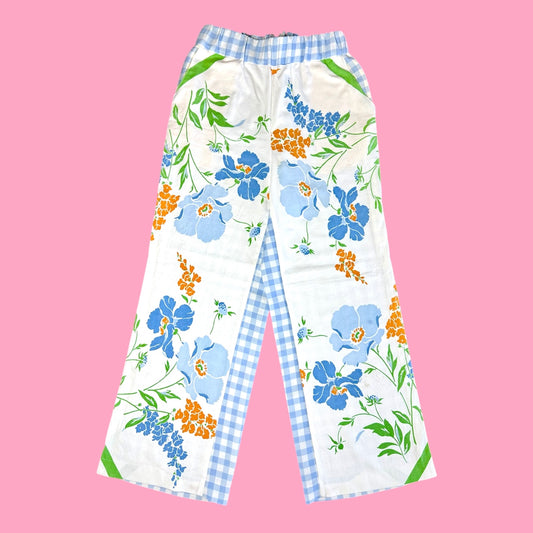 FLOWERY GINGHAM PANTS
